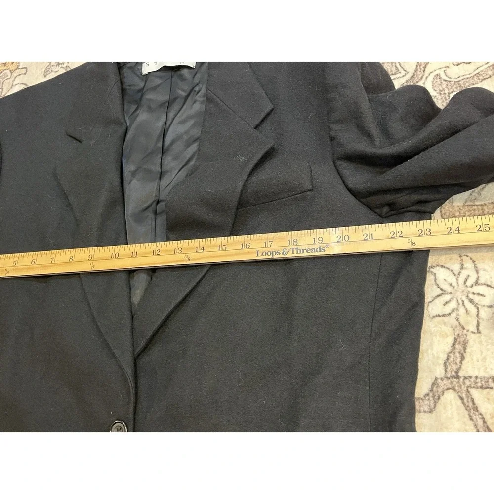 Oscar De La Renta Blazer‎ Men's Size 42R Cashmere Blend Black Single Breasted
